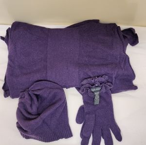 Banana Republic scarf, gloves, hat purple set